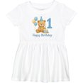 thumbnail image 3 of Inktastic 1st Birthday Bear with Cake and Balloons Girls Baby Dress, 3 of 5