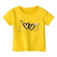 thumbnail image 1 of PMVFHDE Hauts à Manches Courtes pour Filles T-Shirts Amples Basiques Hauts Tendance pour Filles Mode Décontractée Imprimé Col Rond T-Shirt Manches Courtes Jaune, 6-7 Ans, 1 of 4