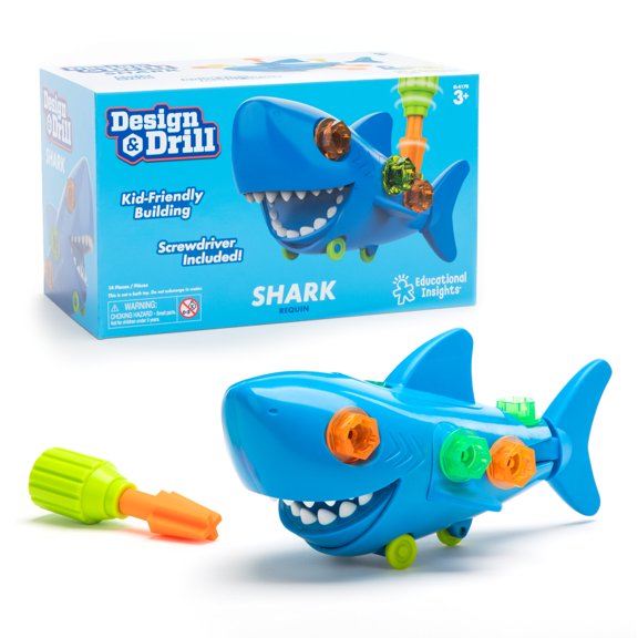 Educational Insights Design & Drill Shark, Kids Tool Set, Construction Toys for Boys and Girls Ages 3 