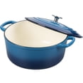 thumbnail image 5 of Olla holandesa de hierro fundido esmaltado con tapa para cocinar y hornear pan, 5.5 cuartos, color azul lago, 5 of 5