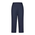 thumbnail image 4 of High Waist Workwear Womens Capris Button Pull-On Straight Leg Slimming Dressy Casual Pants with Pocket Navy, XXL, 4 of 7