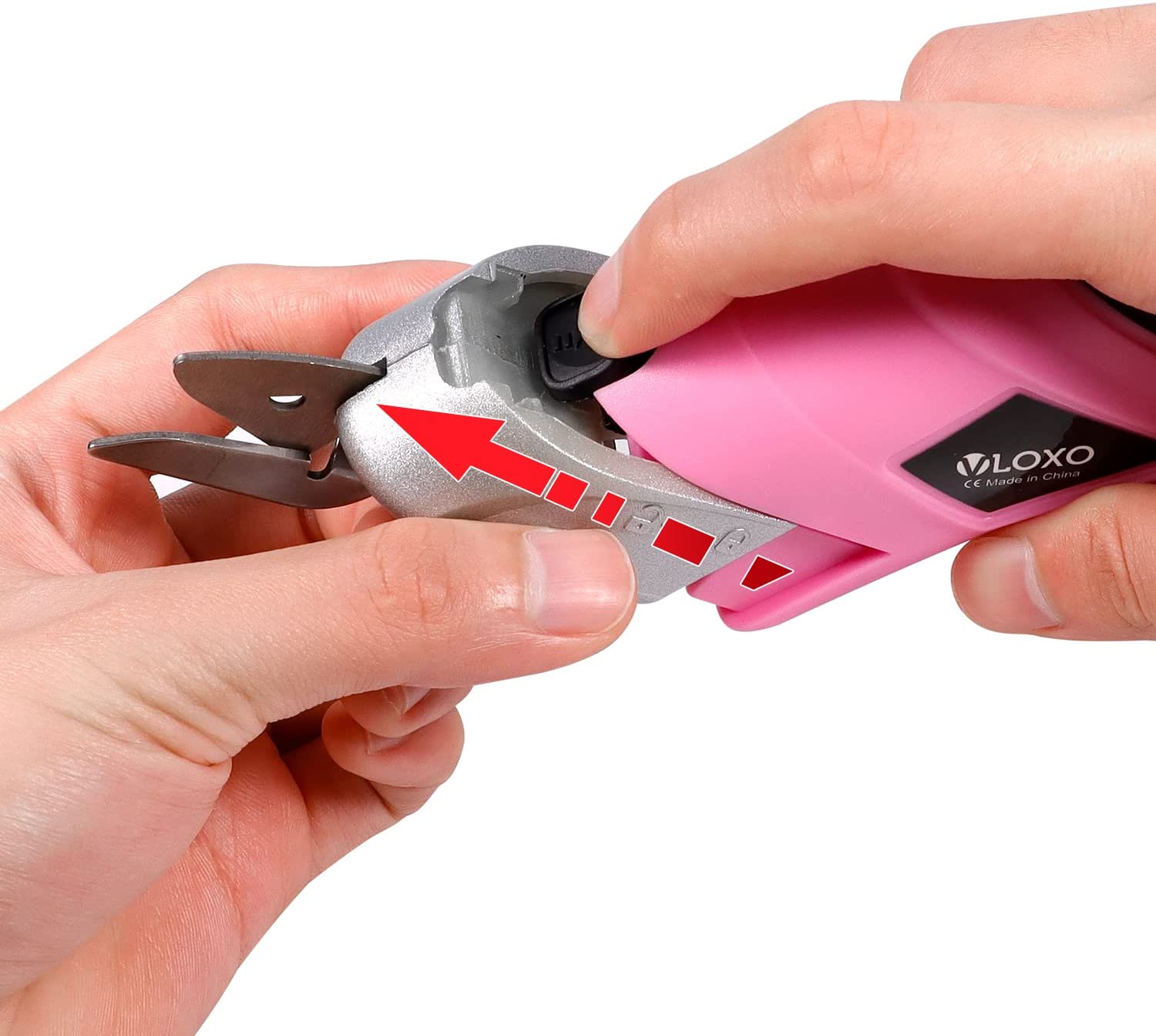 VLOXO Pink Power Electric Fabric Cutter - Cordless Craft Scissors for Cardboard, Carpet, Sewing, Crafts and Scrapbooking