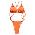 thumbnail image 5 of QLEICOM Women's Swimsuits High Waisted Tummy Control Swimwear One-Piece Swimsuit Bikini Solid Color Swimsuit Splicing Swimsuit Women Bikinis Swimming Suits Cover Ups Bathing Suits Orange M, 5 of 6