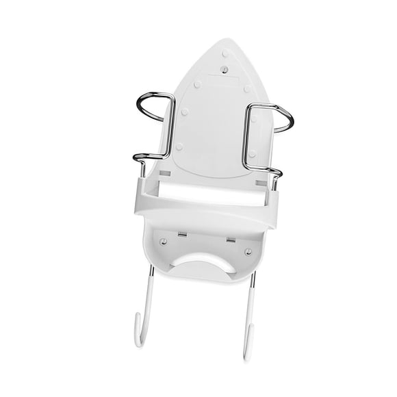 Soporte de pared para plancha, fácil montaje con gancho, compatible con la mayoría de planchas, estante para almacenamiento de planchas. Blanco