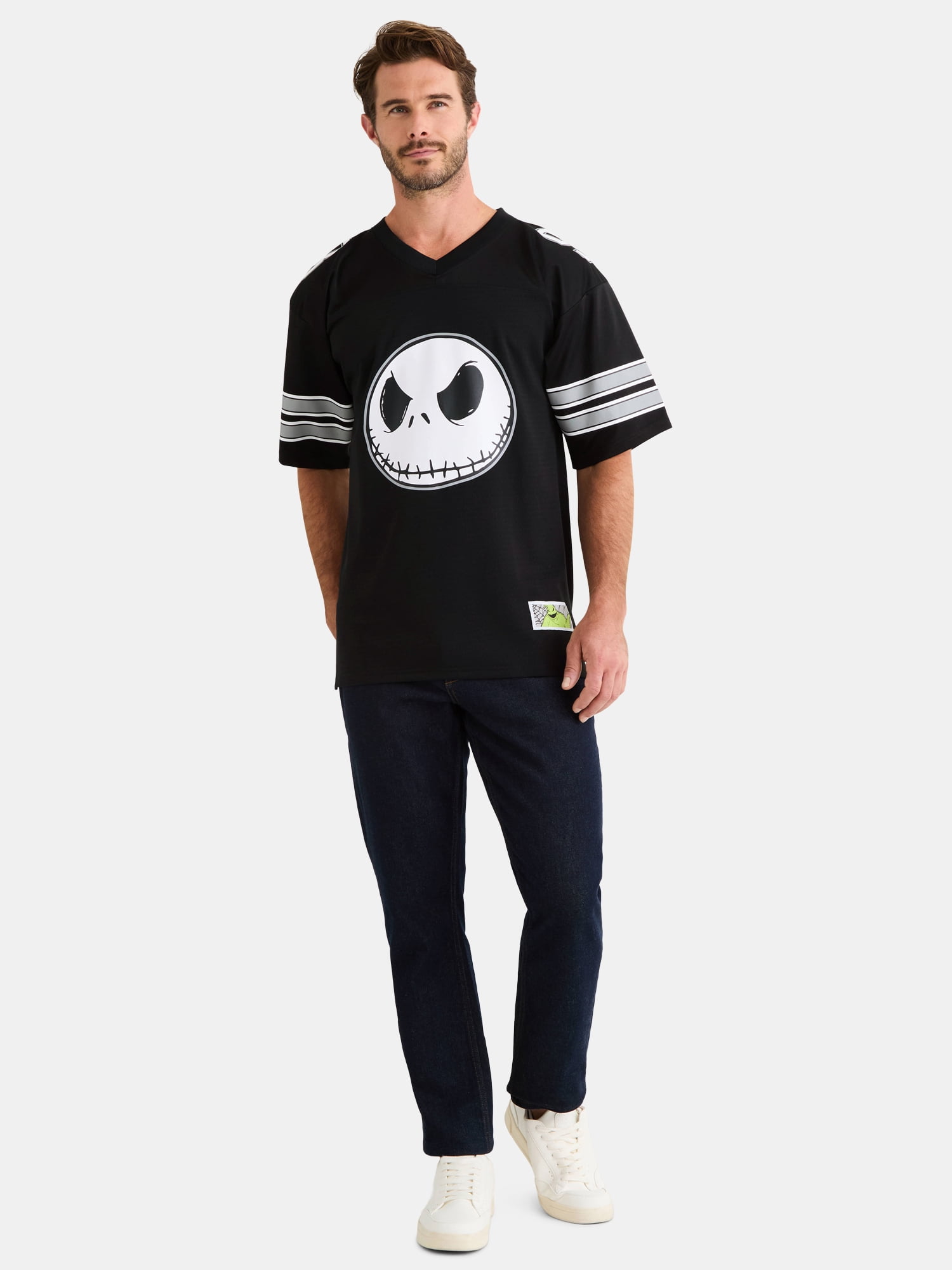 Nightmare Before Christmas Men's & Big Men's Jack Skellington Football Jersey, Sizes XS-3XL