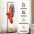 thumbnail image 2 of Metal Coat Rack, Modern Coat Tree with 3 Hooks, L Shaped Coat Hanger Stand, Freestanding Coat Rack for Entryway and Corner, Black, 2 of 6