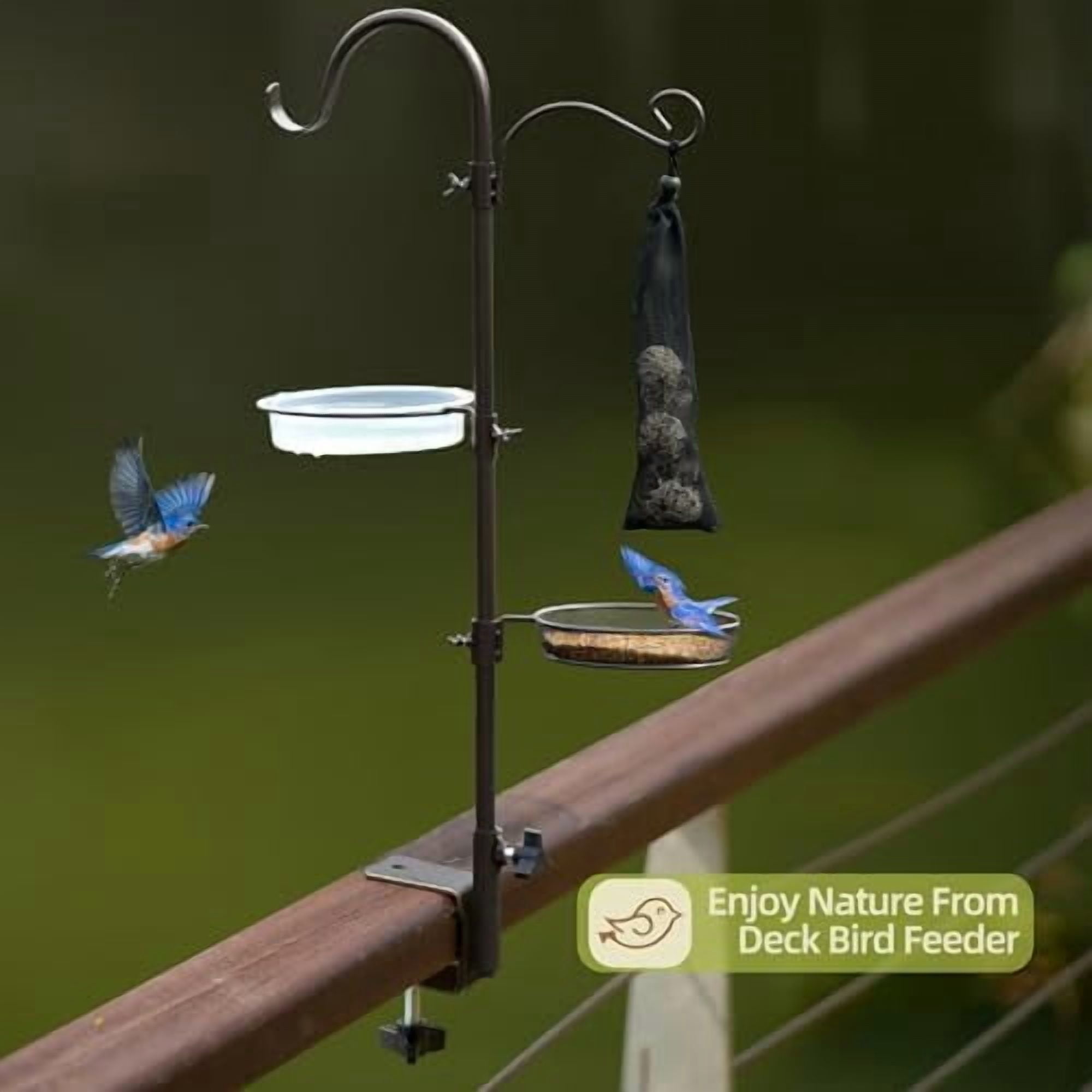 Deck Hook Bird Feeder Pole Bird Feeder Porch Multi Hook Bird Feeding Station Kit Multi Feeder Hanging Kit Premium Bird Bath for Attracting Wild Birds Bird Feeder Planter Hanger