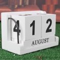 thumbnail image 3 of Wooden Calendar Reusable Desktop Calendar Vintage Effect Calendar Block for Office Home White, 3 of 8