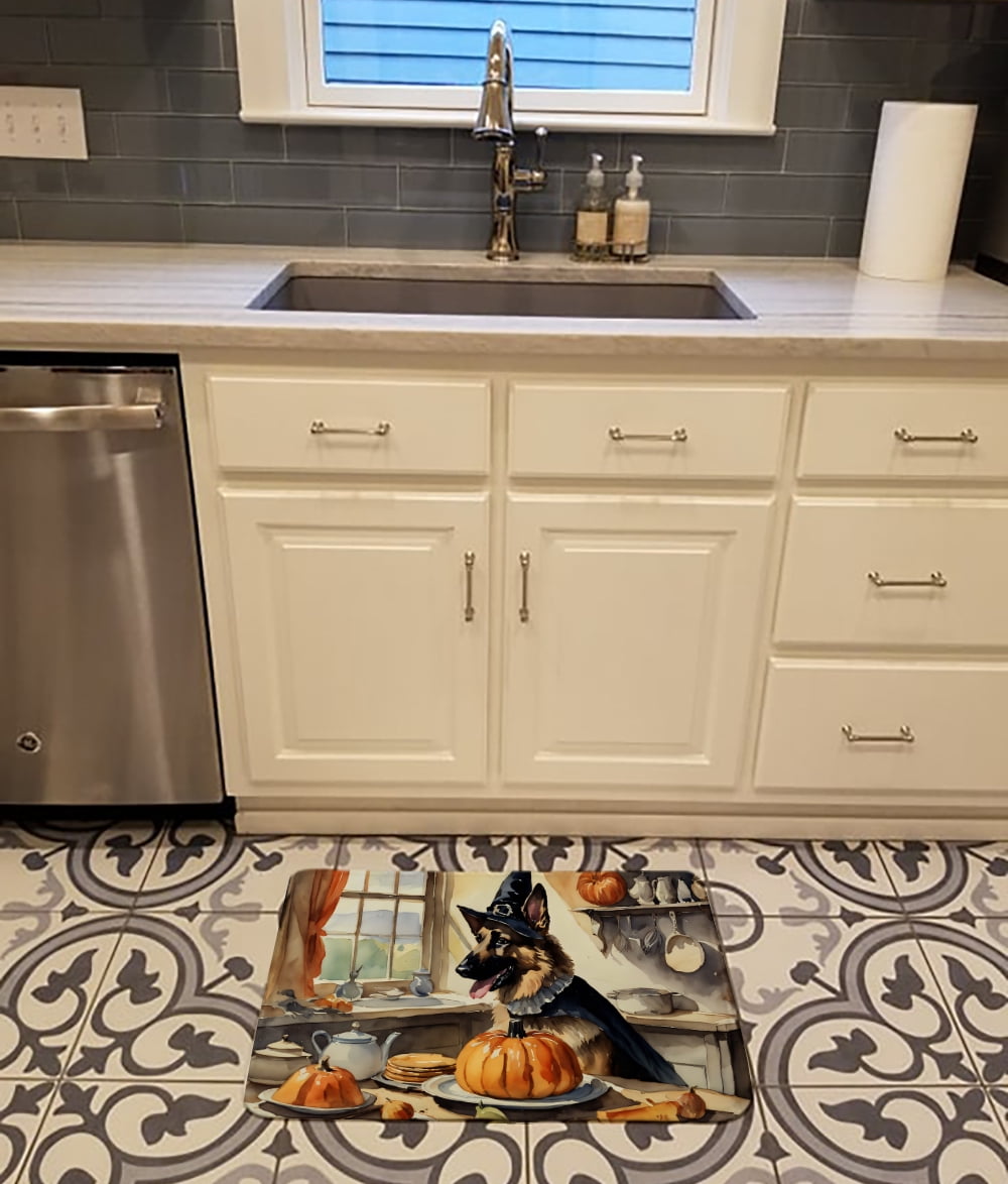 Carolines Treasures DAC1773RUG 19 x 27 in. Unisex German Shepherd Fall Kitchen Pumpkins Memory Foam Kitchen Mat