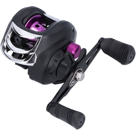BIMZUC LK201 Baitcasting Fishing Reel Left Handed 7.2:1 Gear Ratio 18+1 Ball Bearings Magnetic Braking System Full Metal Spool Long Cast Lure Wheel Black Purple for Freshwater Saltwater