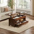 thumbnail image 1 of 47.2 Inch Lift Top Coffee Table, Adjustable Height Wooden Center Table with 2 Drawers, Hidden Compartment and Open Shelf for Living Room Home Office, 1 of 9
