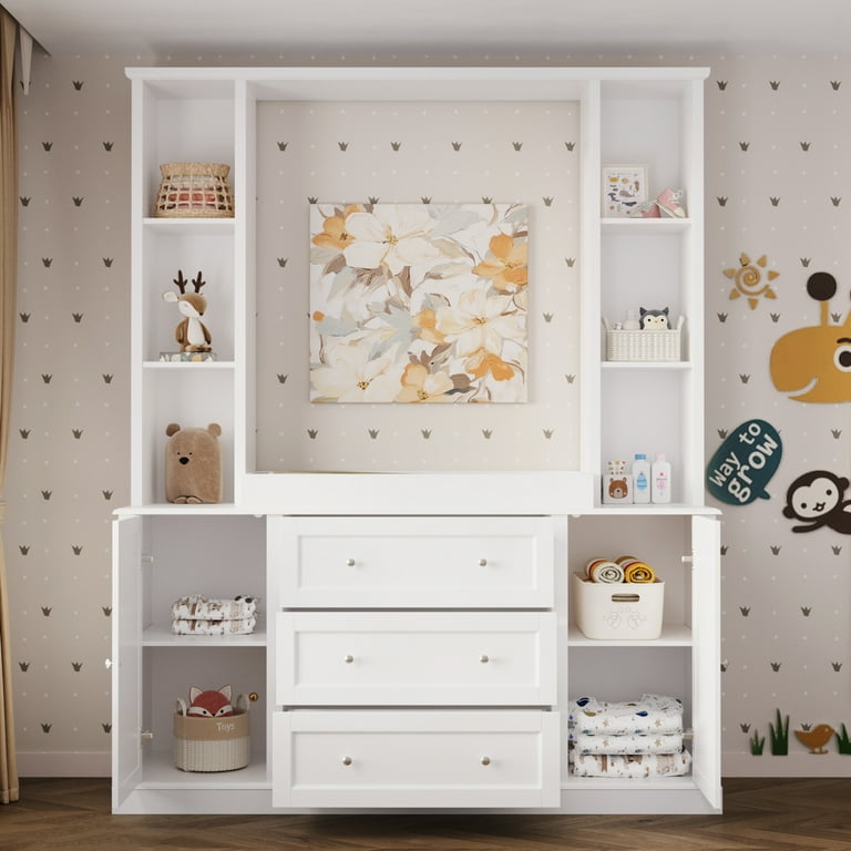 white dresser with hutch Farmhouse Buffet and greyed Distressed Natural Accents White SKU Bellina Dresser & Bookcase Hutch