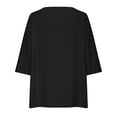 thumbnail image 5 of Moxiu Eyelet Shirts for Women Plus Size 3/4 Length Sleeve Tops Casual Loose Fit Round Neck Tees 2025 Summer Hollow Out Tunic Blouse Black,L, 5 of 6