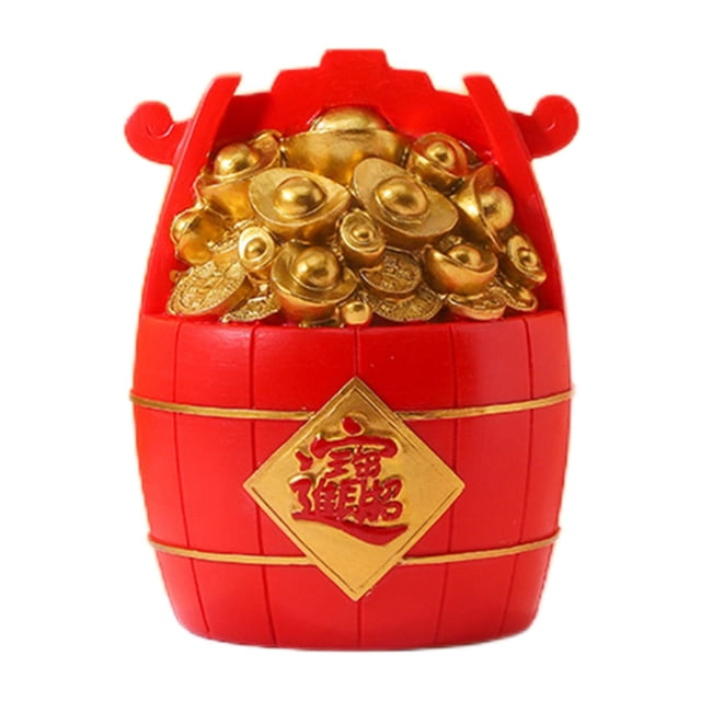 Figura de alcancía con forma de alcancía, tradicional china, para oficina. Rojo 11x14cm