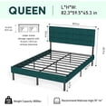 thumbnail image 3 of Upholstered Queen Size Bed Frame, Heavy-Duty Strong Metal Platform Bed with Headboard and Underbed Storage, No Box Spring Needed, Green, 3 of 8