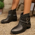 thumbnail image 3 of IUJSOY Womens Ankle Boots Round Toe Comfort Low Heel Slouchy Dress Shoes, 3 of 7