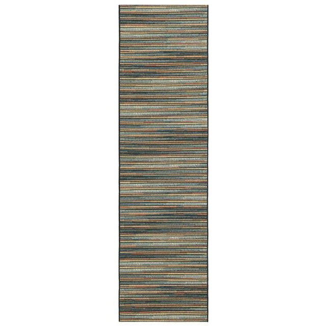Trans-Ocean Imports MNAR8805293 Liora Manne Marina Stripes Indoor & Outdoor Rug&44; Blue & Multi Color - 23 Po x 7 Pi 6 Po.