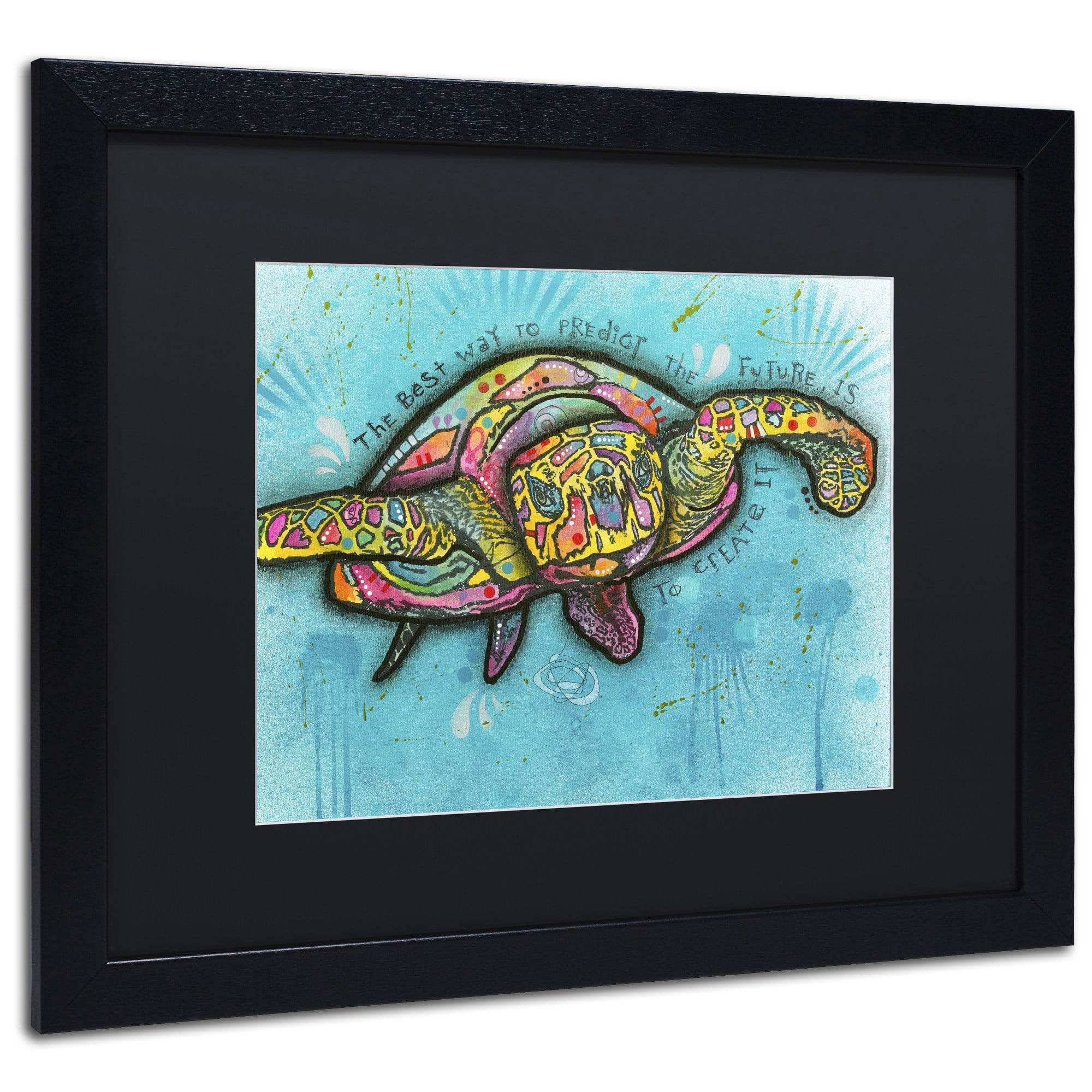 Trademark Fine Art "Turtle" Canvas Art by Dean Russo, Black Matte, Black Frame