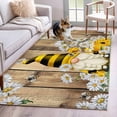 thumbnail image 3 of Rectangle Area Rug 4x6ft,Bee Gnome Daisy Flower Washable Carpet Non-Slip Runner Accent Rugs Indoor Floor Mat for Bedroom Living Room Decor,Farm Vintage Wood Board, 3 of 9