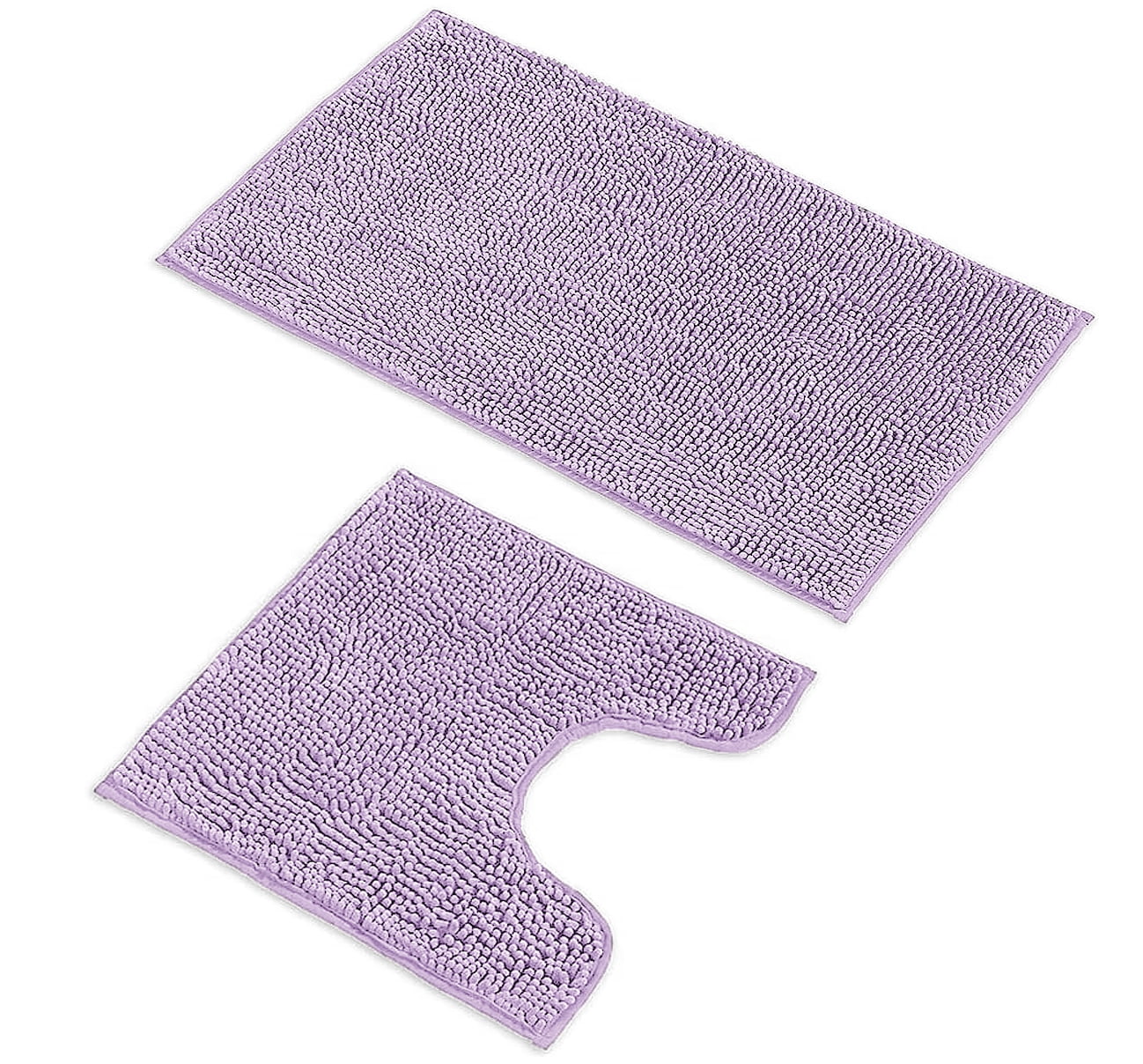 2 Piece Set Lavender Soft Cozy Plush Chenille Bath Mat Bathroom Rug