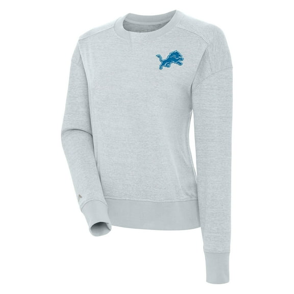 Women's Antigua Heather Gray Detroit Lions Forward Fleece Pullover Sweatshirt
