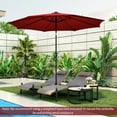 thumbnail image 4 of Costway Parasol de Marché pour Table de Patio de 10 Pi avec 112 DEL Solaires, Manivelle Inclinable, Extérieur, Bourgogne, 4 of 10