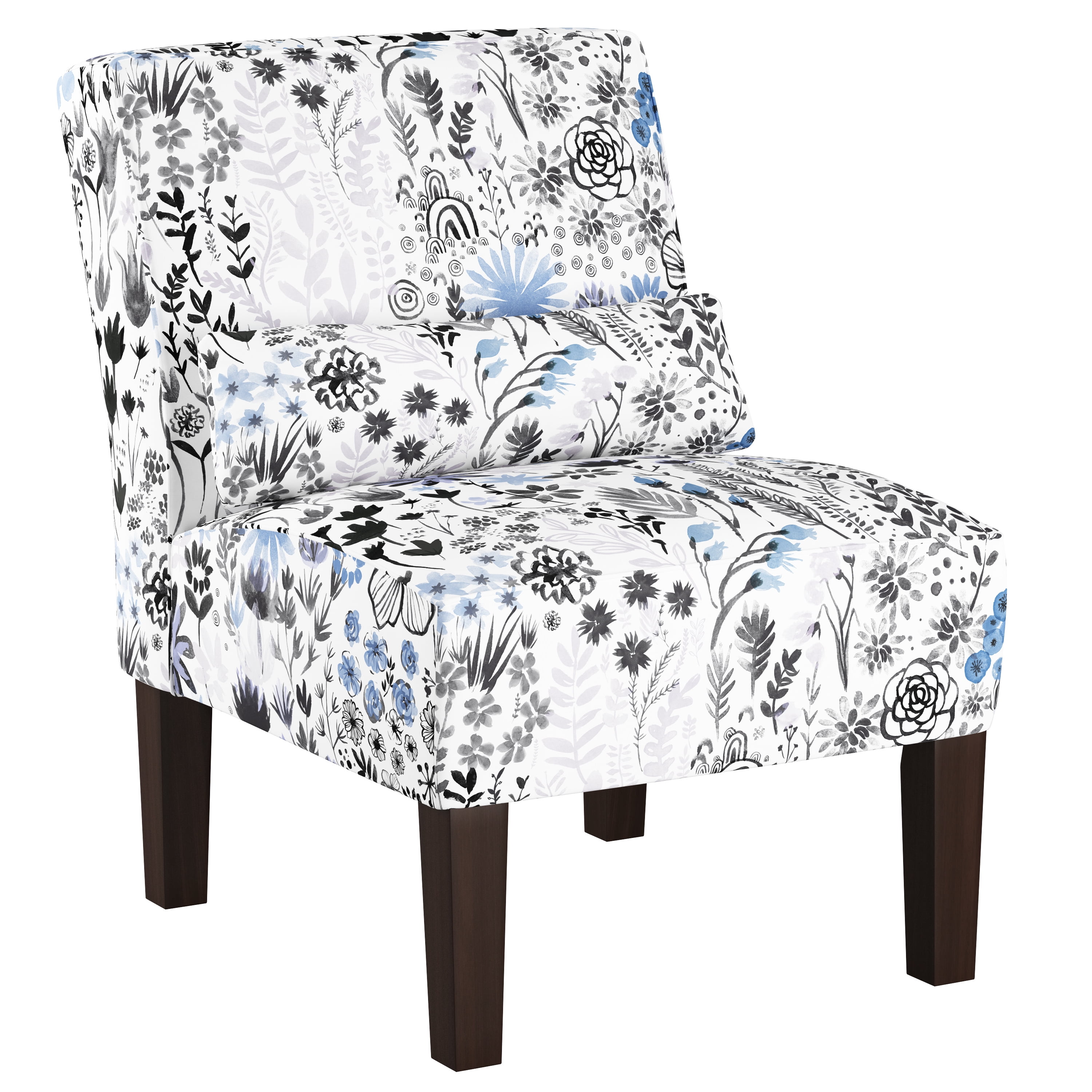 Skyline Furniture Armless Chair in Winter Botanical Blue - Walmart.com