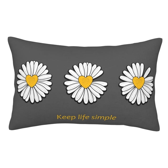 Balery Keep Life Simple Daisy Flower Funda de Cojín Estampada, Regalos para Mujeres, Regalos de Amor para Ella, Regalos para Novia o Esposa, Funda de Almohada-20"x30"