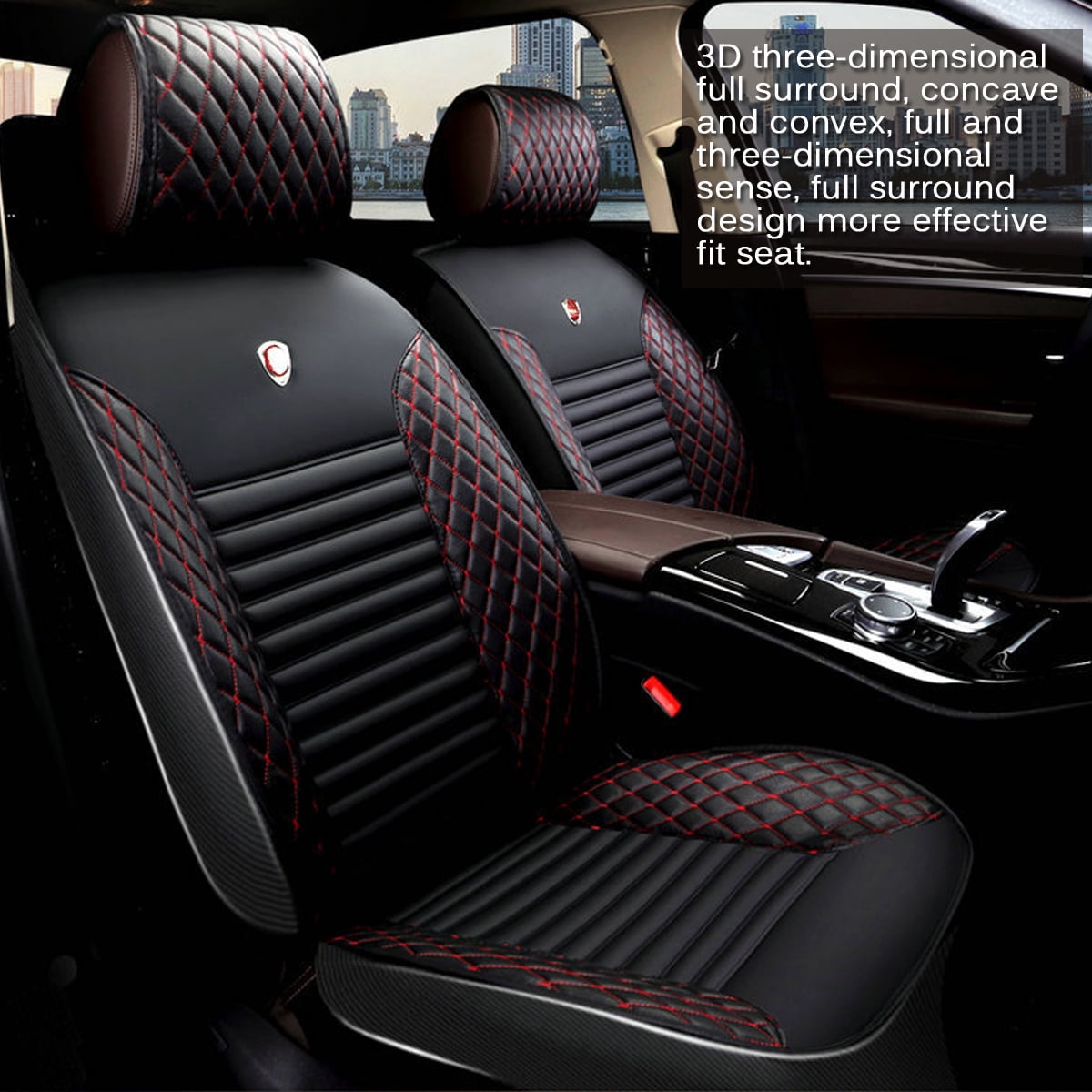 1 Pair Luxury PU Leather Front Car Seat Covers Breathable and Non-Slip