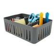 thumbnail image 6 of Simplify Medium Plastic Stackable Organizer Storage Basket with Adjustable Dividers in Grey, 6 of 10