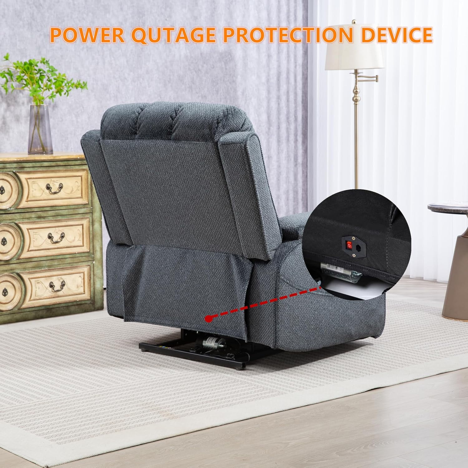 Power Lift Recliner Chairs for Elderly Big Man 400lbs, Oversized Lay Flat Recliner with Heat & Massage, Extended Footrest and Side Storage Cup Holder, USB Type C Charging for Adults Seniors