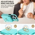 thumbnail image 4 of Jiahe Cover for iPhone XR, Shockproof PU Leather Case with Rotation Ring Stand Adjustable Shoulder Strap,Card Slots Stand RFID Blocking Protective Case Cover, mint, 4 of 8