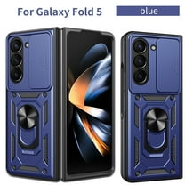 Dteck for Samsung Galaxy Z Fold 5 Case, Shockproof Heavy Duty Kickstand Rotate Ring Stand Magnetic with Car Mount Holder Slide Lens Protective Case for Galaxy Z Fold 5 5G 2023, Blue