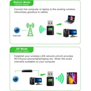 محول USB WiFi للكمبيوتر المكتبي، محول WiFi لاسلكي ثنائي النطاق 2.4G 5.8G بسرعة 600 ميجابت في الثانية للكمبيوتر المحمول، دعم الشبكة اللاسلكية Windows 11/10/8/7/Xp، دونجل USB للكمبيوتر الشخصي