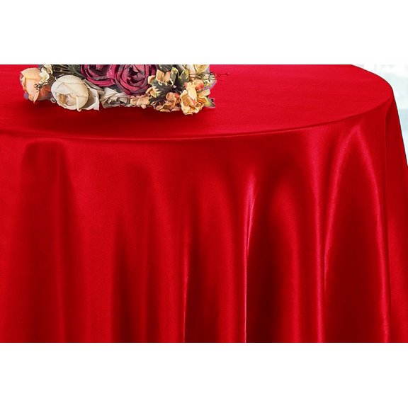 Wedding Linens Inc. 108" Round Satin Tablecloth Satin Table Cover Linens - Red