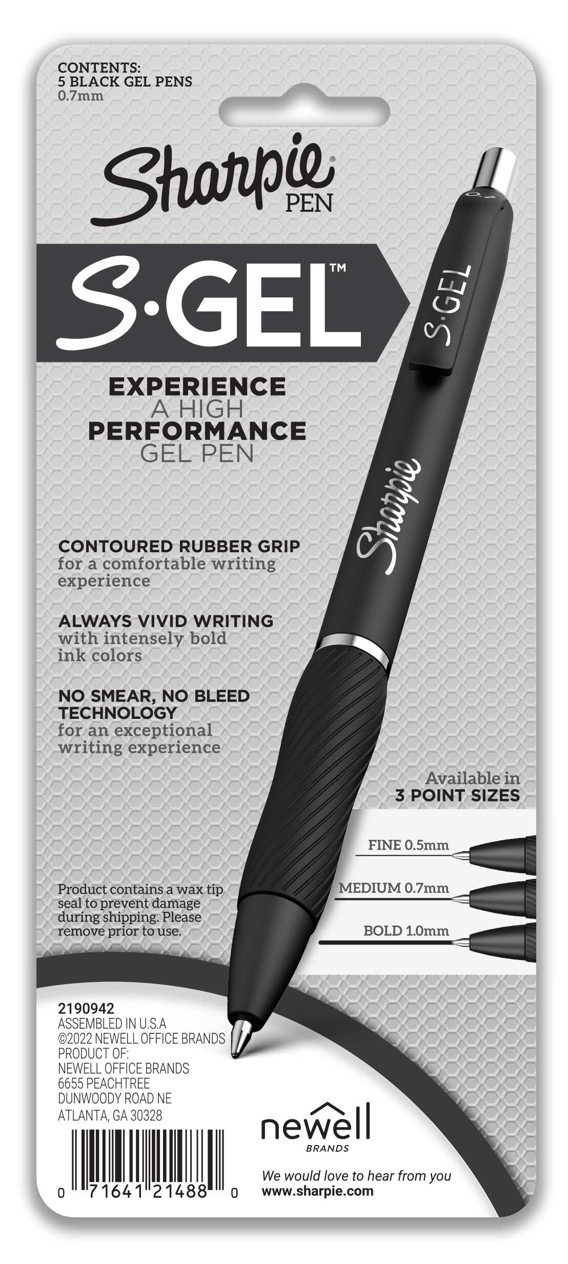 Sharpie S-Gel Retractable Gel Pen, Medium Point, Black Ink, Dozen (2096159)