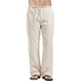 thumbnail image 1 of Pantalones de lino y algodón para hombre, pantalones deportivos holgados e informales, 1 of 4