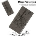 thumbnail image 5 of Compatible with iPhone 14 Pro Max Case Wallet Case with Kickstand Credit Card Holder Slots Cute Cat Butterfly & Tree Embossed Premium PU Leather Protective Phone Case with Wrist Strap,Gray, 5 of 9