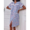 thumbnail image 6 of Avidlove Women Button Down Front Dusters Housecoat Oversized Nightgown Short Sleeve Lounge Dress Sleepwear with Pockets, 6 of 7