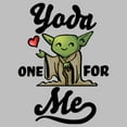 thumbnail image 2 of Women's Star Wars Valentine's Day Yoda One for Me Cartoon  Graphic Tee Athletic Heather Small, 2 of 4