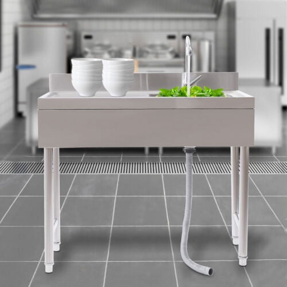 Commercial Sink Stainless Steel Kitchen Utility Sink 1 Compartment & Prep Table