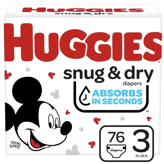 Huggies Snug & Dry Baby Diapers, Size 3, 76 Ct