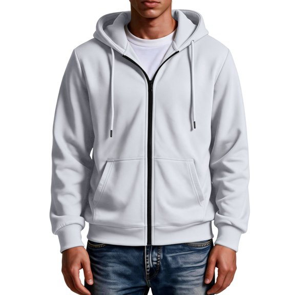 Hoodie for Man Casual Fashionable Long Sleeved Hooded Pocket Top Long Sleeve Zip Up Hooded Sweatshirts