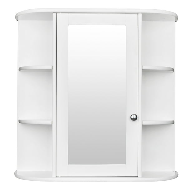 3 Tier Single Door Mirror Indoor Bathroom Wall Mounted Cabinet Shelf White Com 3 Tier Single Door Mirror Indoor, White Bathroom Wall Cabinet Storage Cupboard With Mirror Wooden Shelves