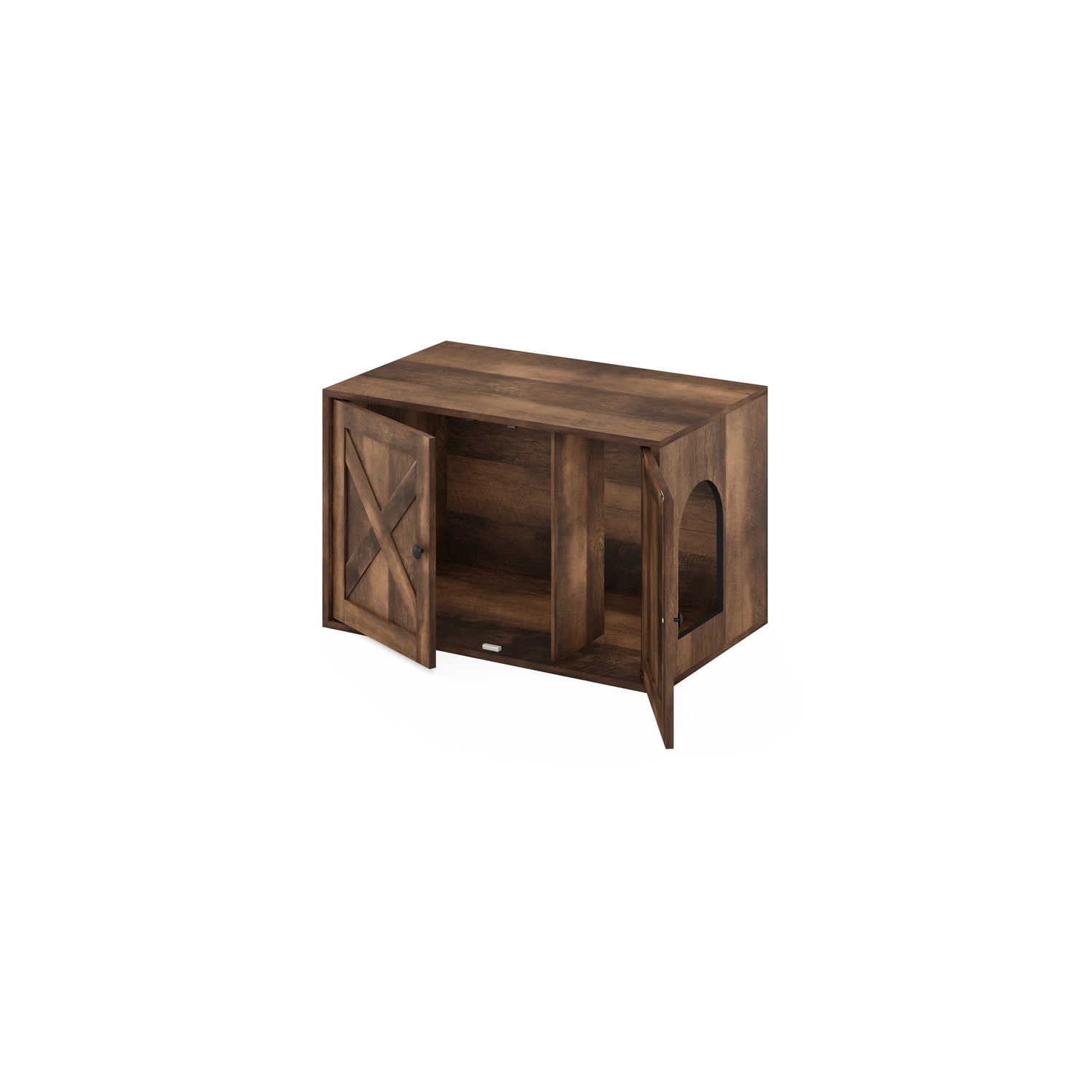 Cat Litter Box Enclosure - Rustic Brown - Hidden Litter Box with Magnet Door