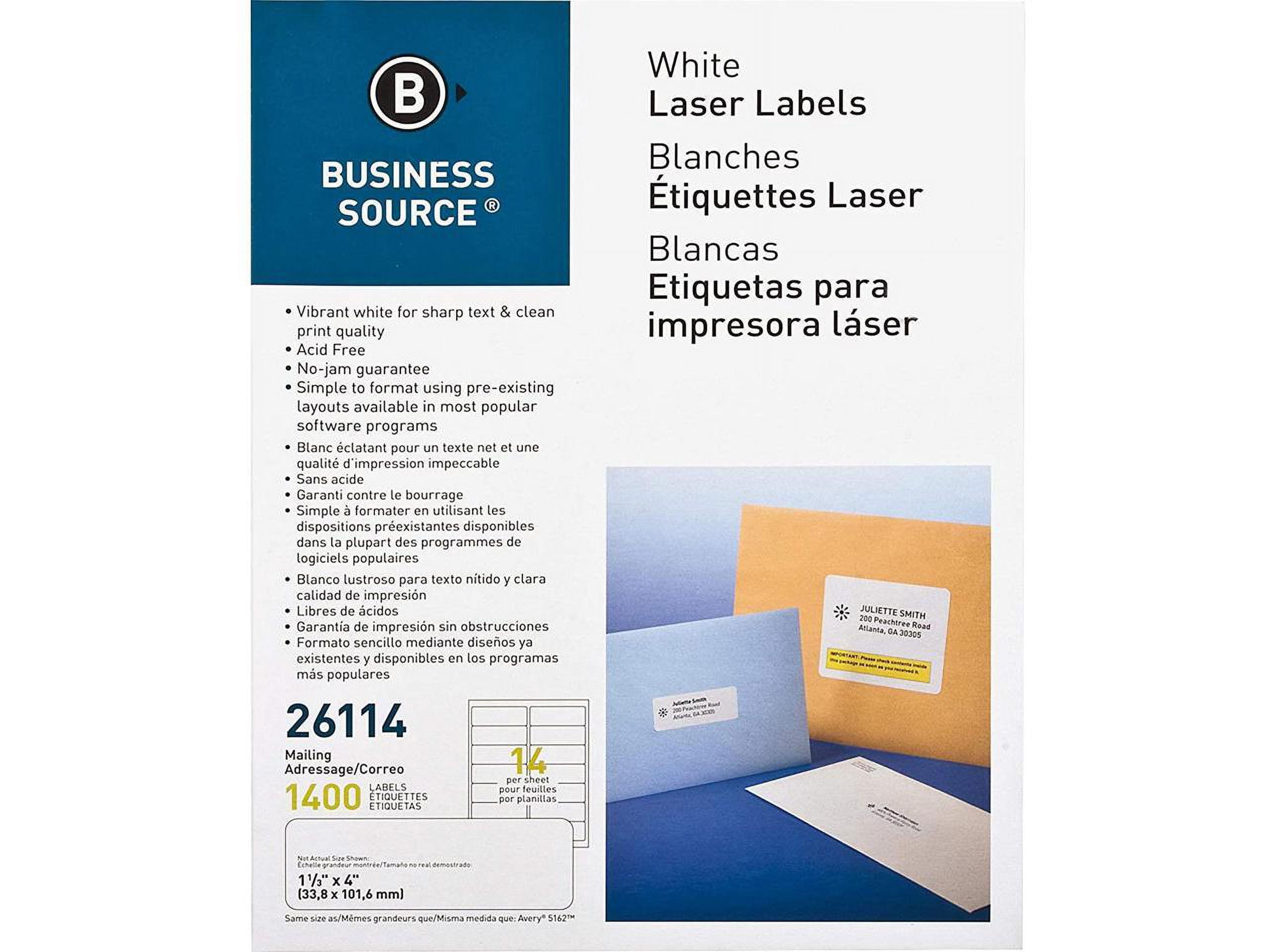Business Source, BSN26114, Bright White Premium-quality Address Labels, 1400 / Pack, White