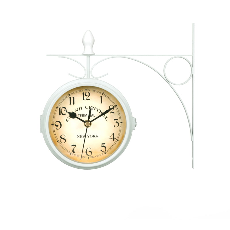 Wall Station Clock Double Sided Clock 22cm Dia Clock Outdoor Garden Decor Clock 