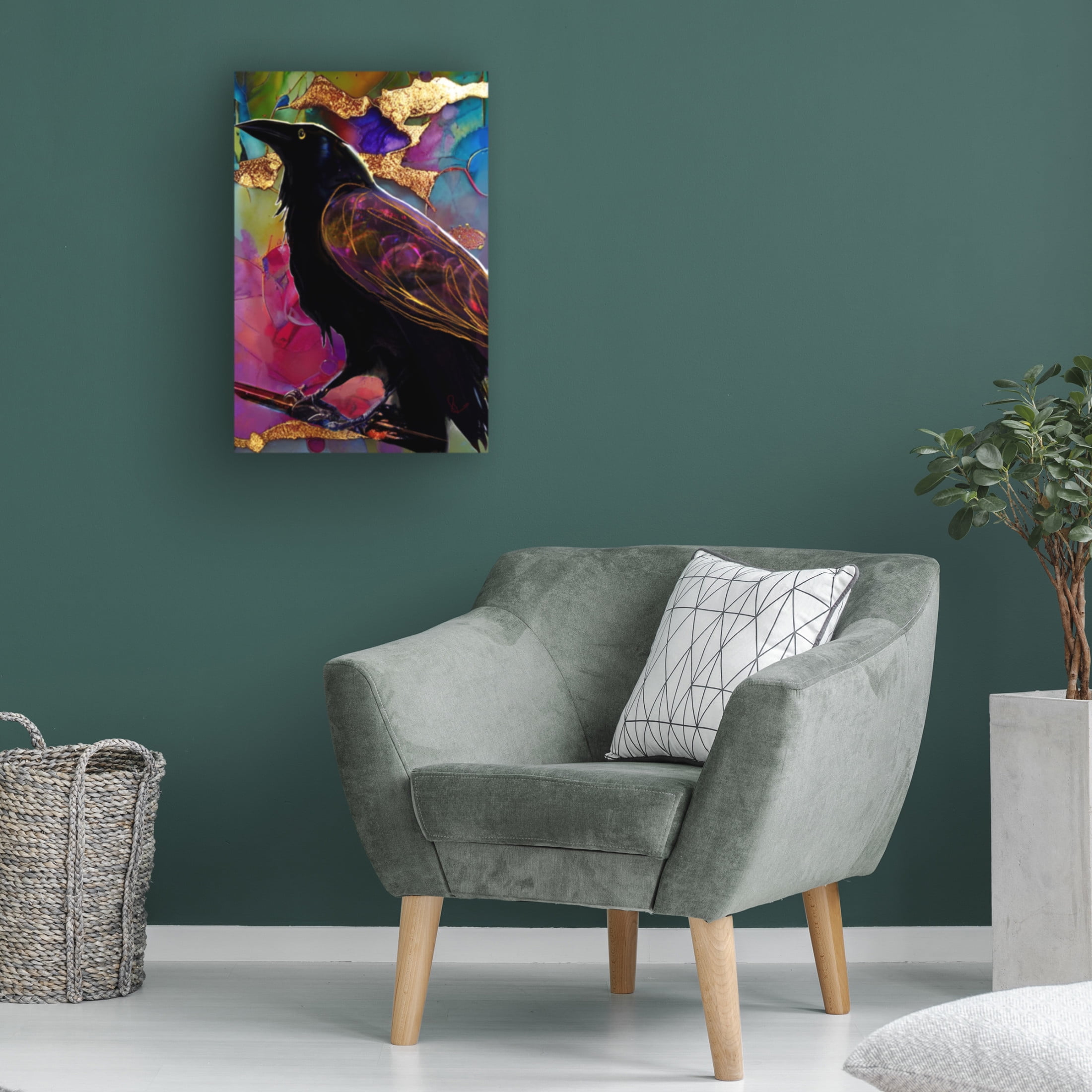 Trademark Fine Art Ruth Day Raven with Pink and Gold Canvas Wall Art