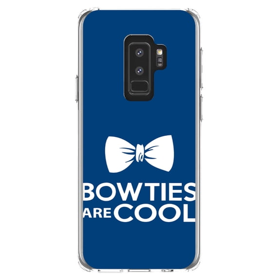 DistinctInk Clear Shockproof Hybrid Case for Samsung Galaxy S9+ PLUS (6.2" Screen) - TPU Bumper, Acrylic Back, Tempered Glass Screen Protector - Bow Ties Are Cool