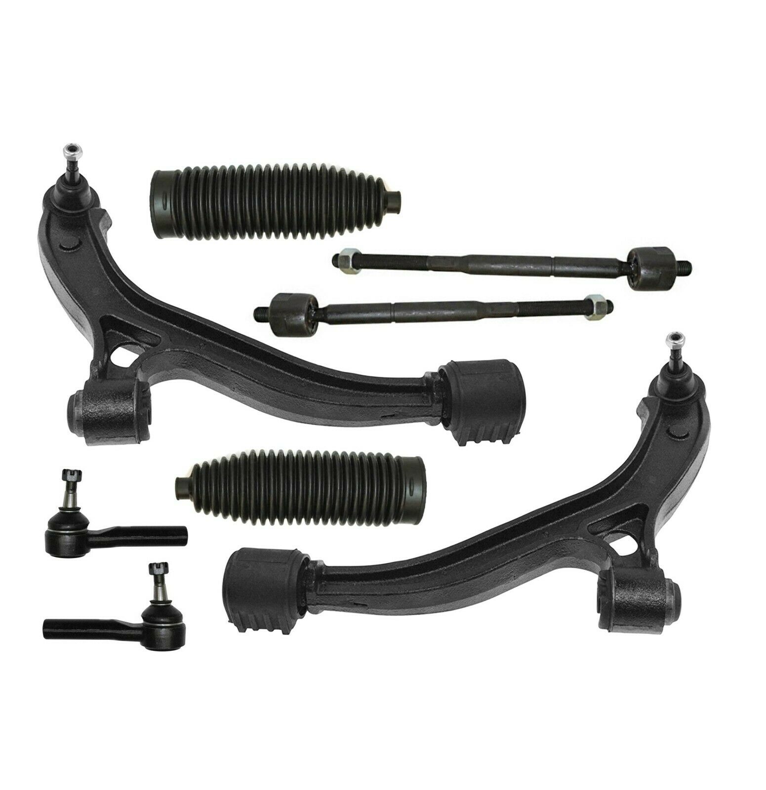 8 Pc Front Complete Suspension Steering Gear Bellows Lower Control Arm